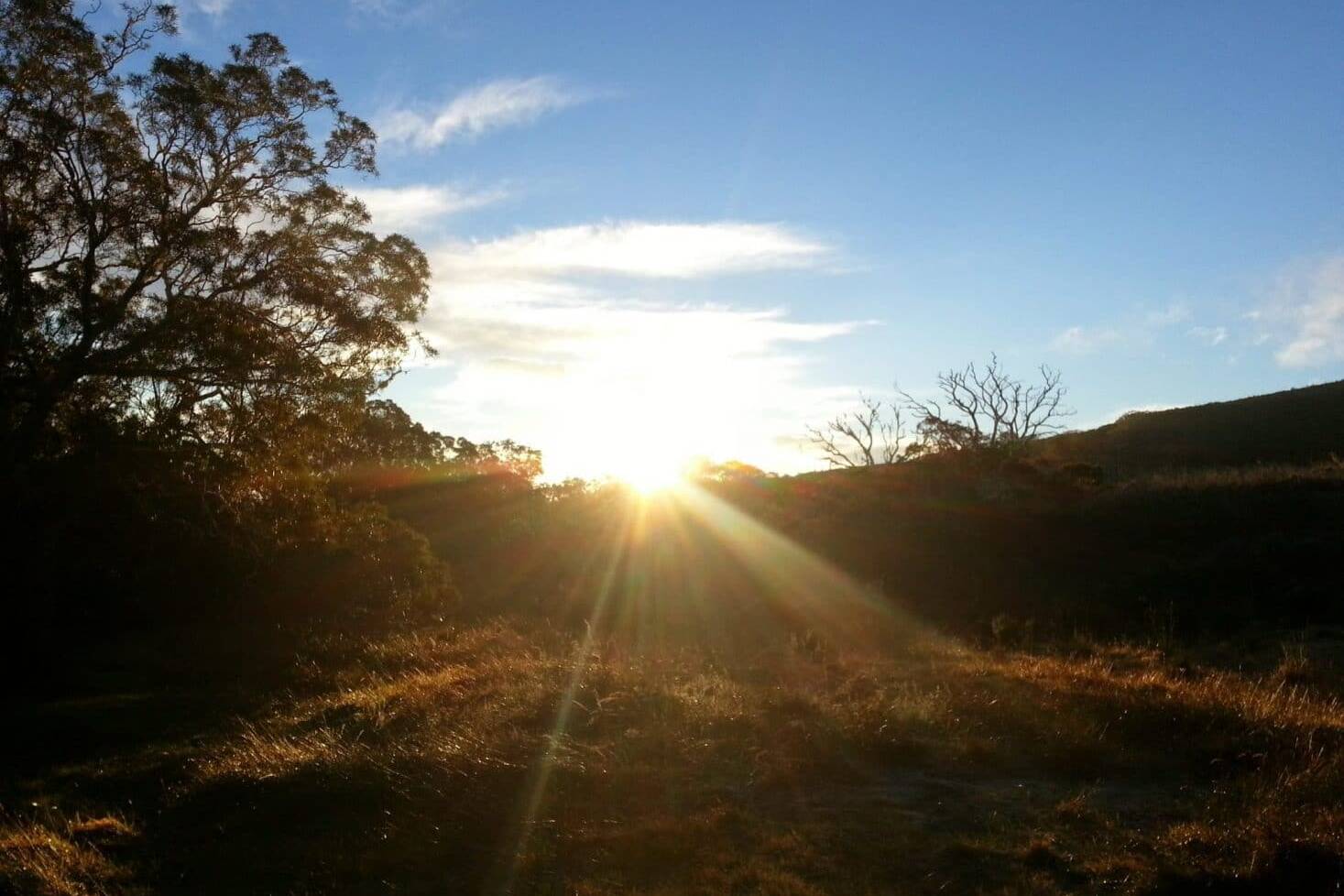 Levé de soleil sur notre deuxième bivouac, La Réunion