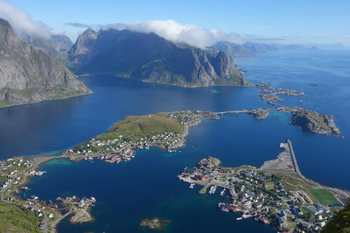 La vue depuis le Reinebringen, Iles Lofoten, Norvège