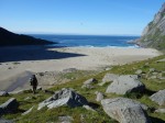 Arrivée sur la plage de Bunes, Iles Lofoten, Norvège