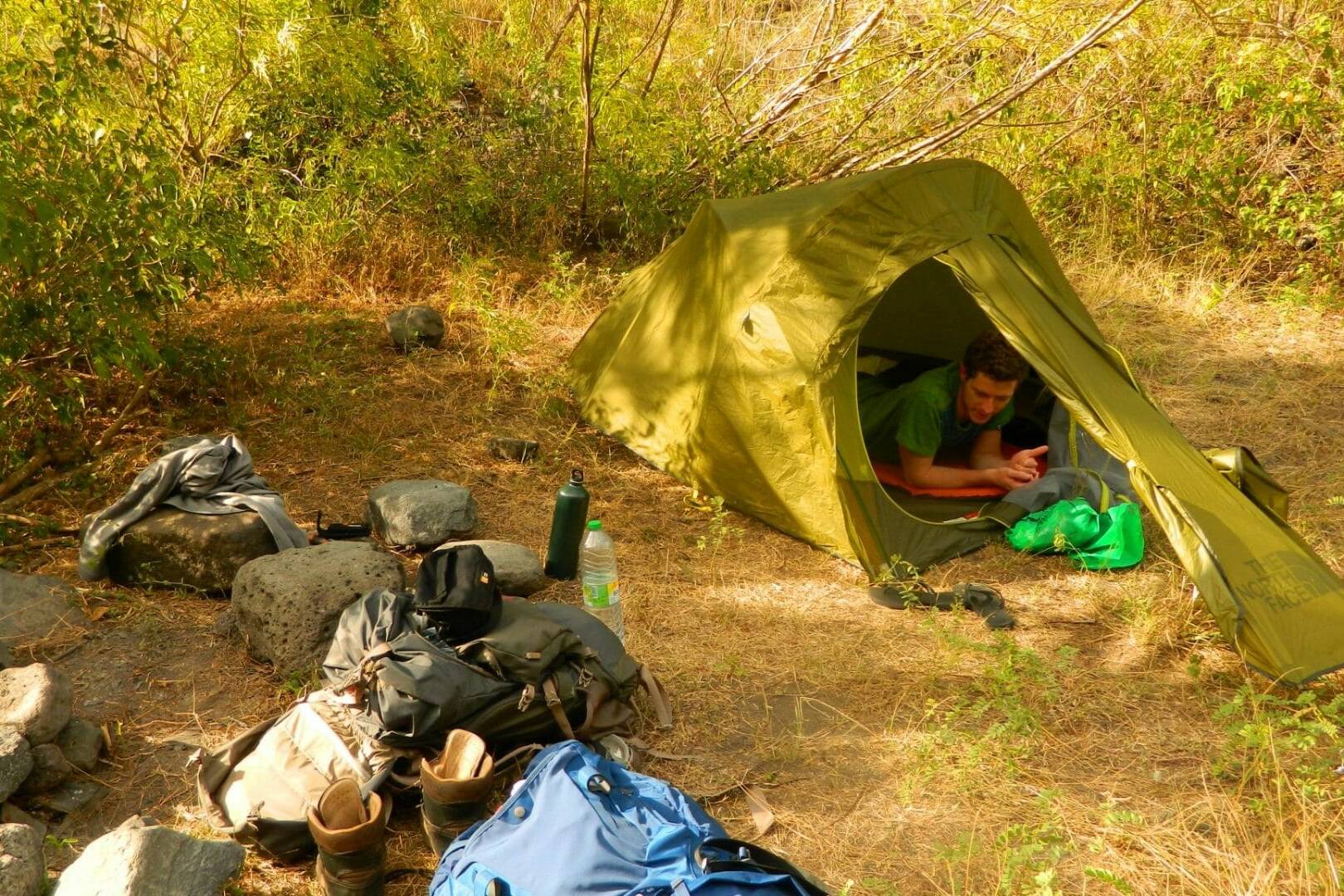 Notre troisième bivouac à la Rivière des Galets, La Réunion