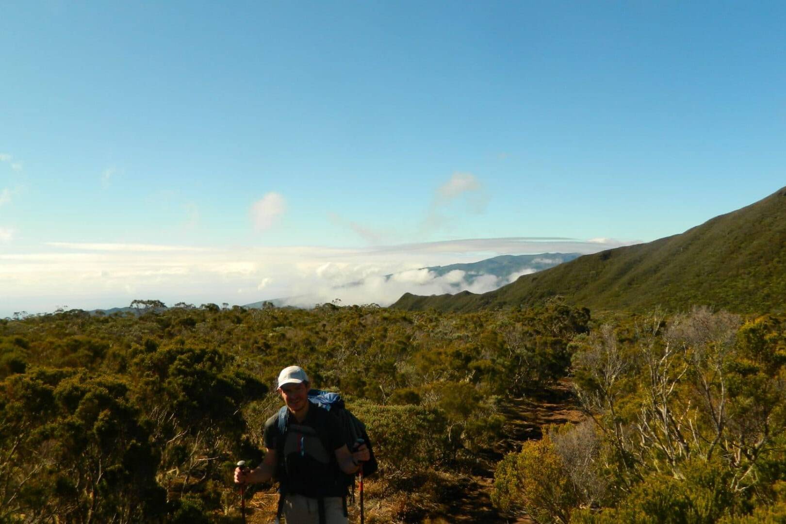 Arthur à la descente vers Bourg Murat, La Réunion